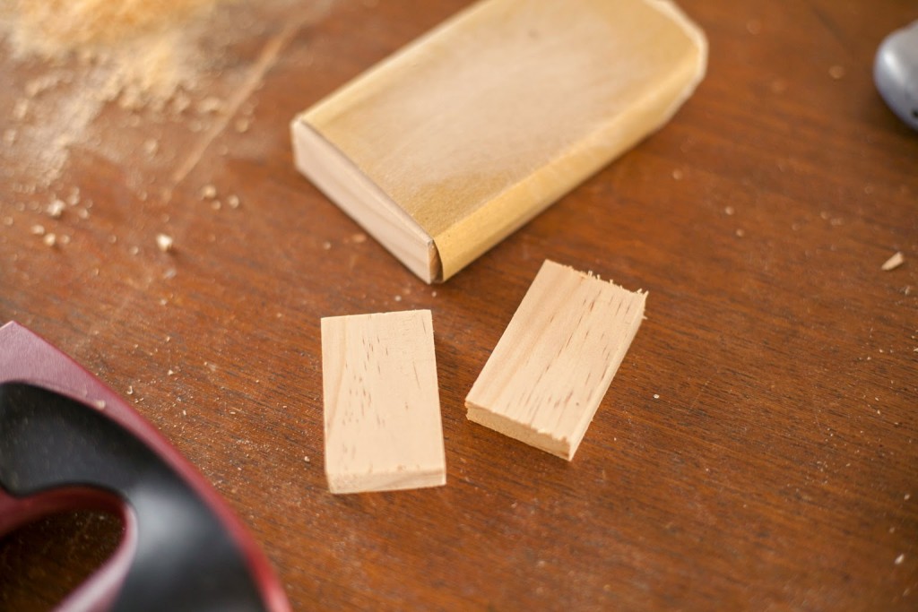 Sanding wood blocks making a memory game
