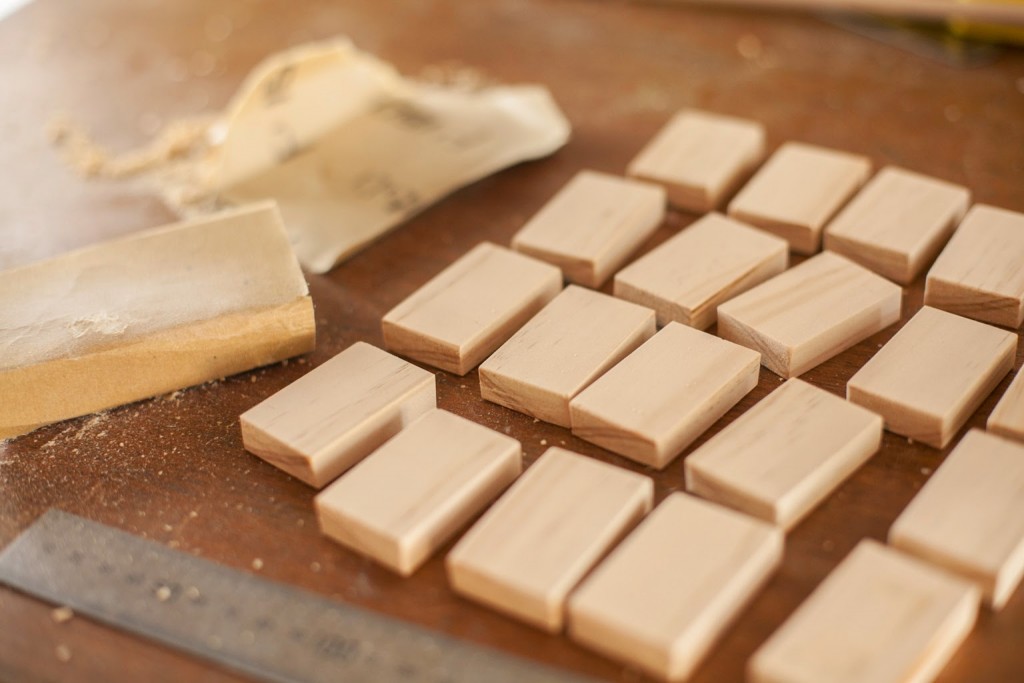 Making a DIY wood block memory game. 