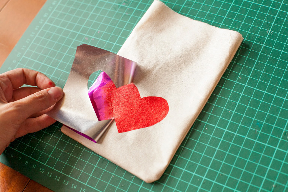Remove stencil to show painted heart.
