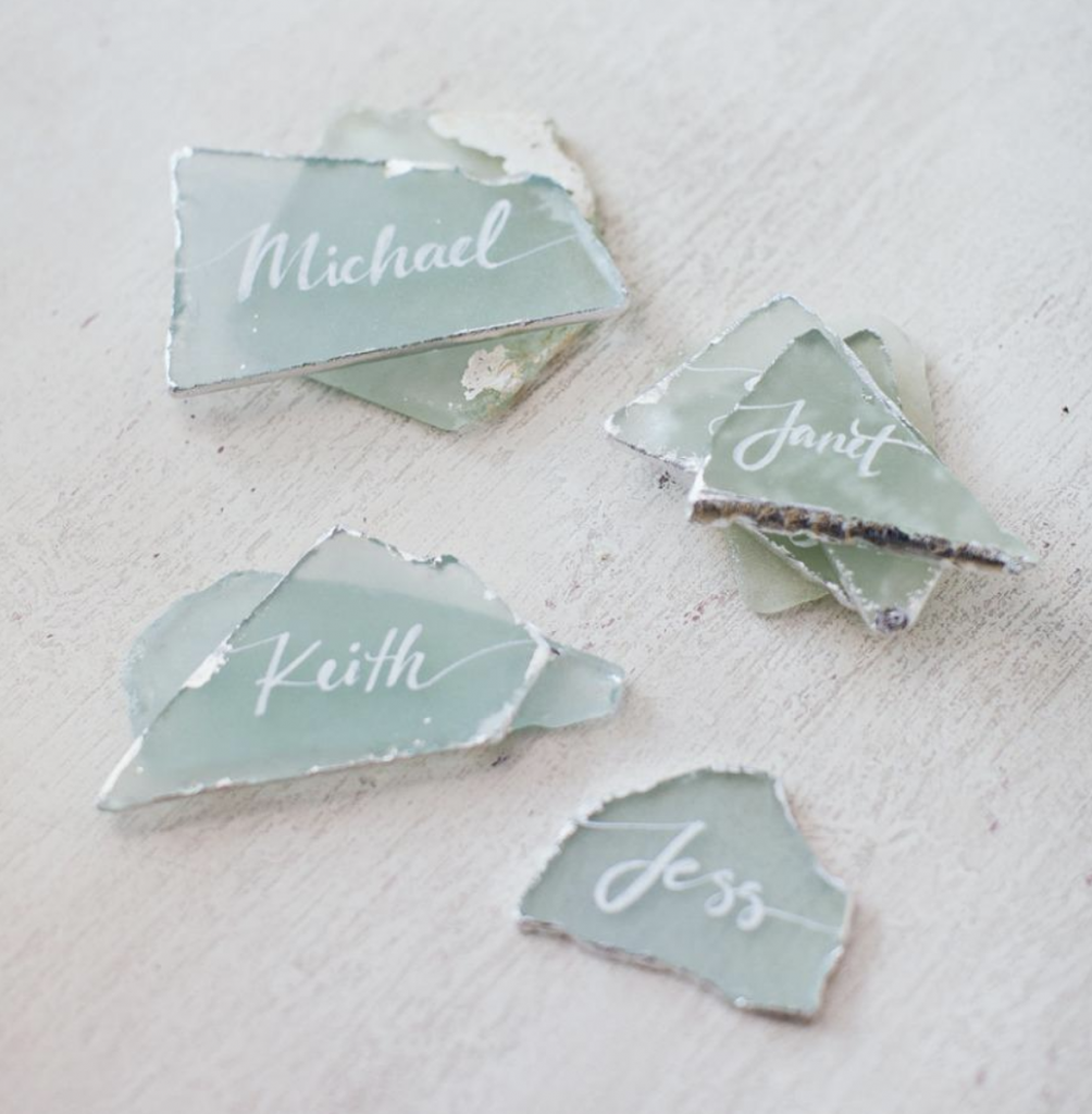 Sea glass place cards